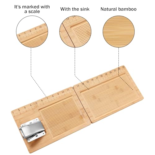 6 Pcs Fish Cleaning Kit Include Cutting Board Fish Fillet Boards with Clamp 2 Knife Cut Resistant Gloves Scale with Built in Measuring Tape Sharpening Rod(Foldable) - style: Foldable