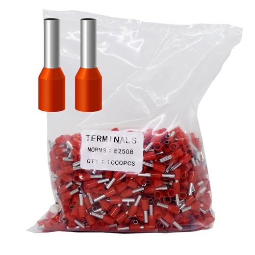 Fidioto AWG14 Wire Ferrules Terminals Kit, 1000pcs AWG14 Wire Insulated Cord Pin Ends Terminals for Electric, Industrial, Chemical Industry, Power Control System, etc. (Red-1000PCS-14AWG) - color: Red, size: 14AWG