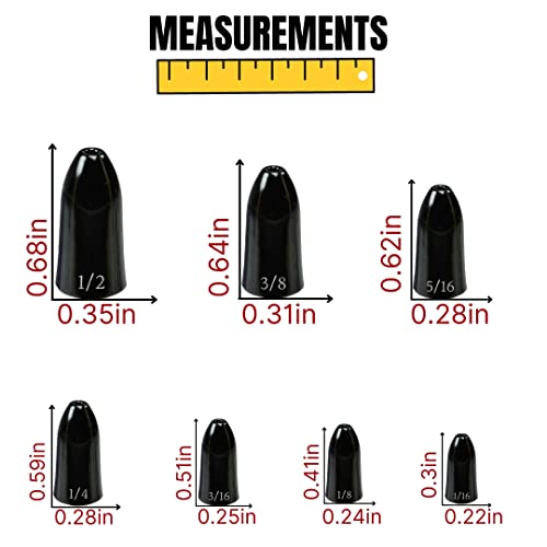 Reaction Tackle Tungsten Worm Weights for Bass Fishing - Bullet Sinkers for Texas Rig and Carolina Rig - Size Stamped Freshwater and Saltwater - color: Silver, size: 5/16 oz (6-Pack)