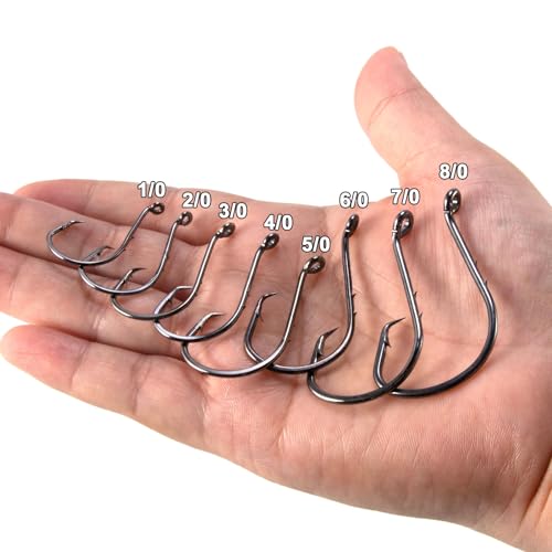 Dr.Fish 100 Pack Baitholder Fishing Hooks, Octopus Circle Hooks Offset for Saltwater & Freshwater Live Bait, Bass Catfish Striper - size: #2/0-100 Pack