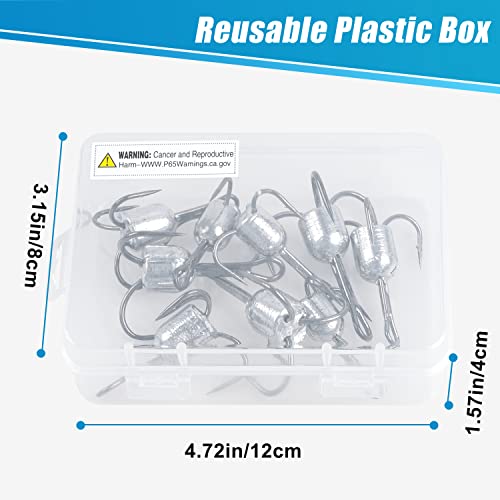 SILANON Snagging Hooks Weighted Treble Hooks,5pcs Large Weighted Treble Fishing Hooks Bunker Snag Hooks with Weight for Baitfish Trout Salmon 5/0 6/0 8/0 10/0 - size: 8/0-1.5oz-5pcs