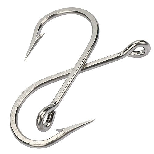 Fishing Saltwater Large Giant Shark and Alligator Hooks Extra Strong Stainless Steel Big Game Fishing Sharp Tuna Catfish Hooks - size: 18/0-2pcs