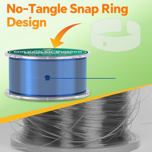 Monofilament Fishing Line with Knot Guide Card, Tangle-Free Snap Ring for No More Mess, Low Memory Smooth Casting Nylon Mono String, 15/20/30/50/80LB, 220-1050 Yards - color: Blue, size: 30LB 330Yards