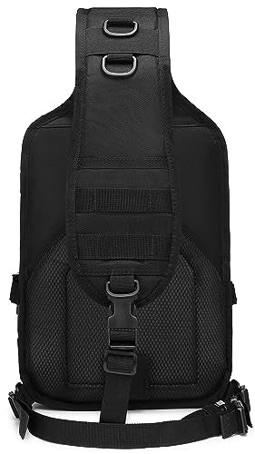 Tactical Sling Pack Big Crossbody Backpack Over Shoulder Bag Military for Men Hiking Outdoor Sport Gym - color: Black a