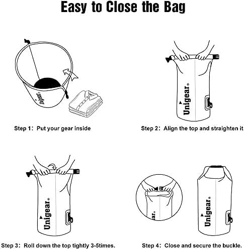 Unigear Dry Bag Waterproof, 2L/5L/10L/20L/30L/40L Floating and Lightweight Bags for Kayaking, Boating, Fishing, Swimming and Camping with Waterproof Phone Case - color: Pale Yellow, size: 10L