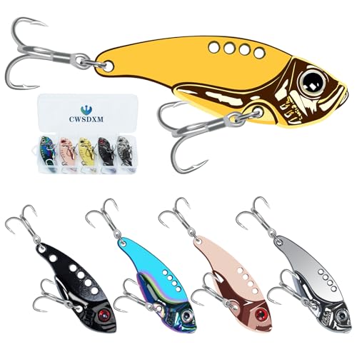 VIB Metal Lures Zinc Alloy Fishing Blade Spinner Bait with Treble Hooks Fishing Spoons Lures Pack of 5 - color: Blade Lures-B, size: 20g