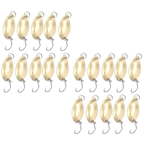 20Pcs Spoon Fishing Lures Kit – Metal Wobbler Baits with Single Hooks for Trout, Bass, Panfish in Freshwater & Saltwater Fishing - size: Gold-2.5g