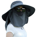 Women Wide Brim Face Mask Sun Hat Detachable Neck Face Flap Ponytail UV Protection Visor Hat Garden Fishing Hiking - color: Hyp008-darkgray