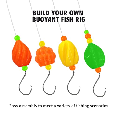 51pcs Floats Pompano Rigs Surf Fishing Rig Floats Cylindrical, Spin, Trout, bass, Salmon Fishing rigs with Tackle Box