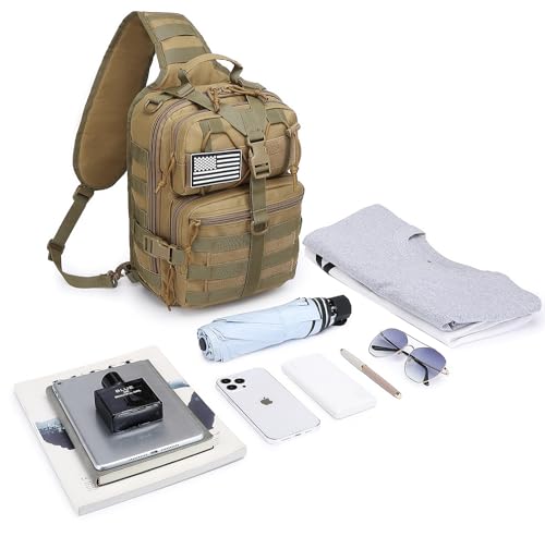 Tactical Sling Pack Big Crossbody Backpack Over Shoulder Bag Military for Men Hiking Outdoor Sport Gym - color: Black a