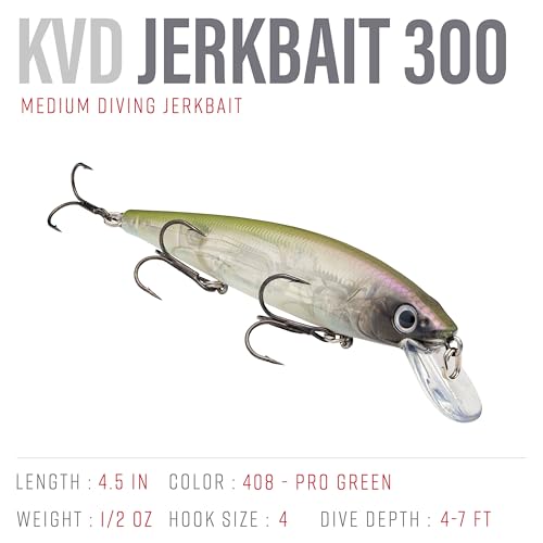 Strike King KVD Jerkbait 3 Hook - color: Pro Green, size: 4.75 inch (Pack of 1)