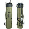 DONQL Fishing Rod Bags, Outdoor Fishing Pole Case, Multifunction Camping Portable Travel Carry Cases Backpack, Fishings Rod and Reel Case Holds 5 Poles & Rig Tackles, Fishings Gift for Men - color: Dark Green