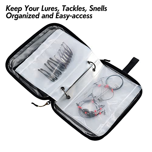 Dr.Fish Soft Bait Binder Organizer, Lure Hard Cover Fishing Tackle Storage Binders, Organized Bag with 8 Waterproof PVC Pockets for Worm Snell Rigs Jigs Baits Wrap Wallet - color: Hard Case(8 Pockets, 11.2X8.7")