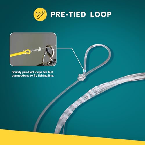 SF Pre-Tied Loop Fly Fishing Tapered Leader Nylon Clear Trout Freshwater Saltwater Bonefish Permit Bass Salmon Steelhead 7.5FT 9FT 10FT 12FT 15FT 0X 1X 2X 3X 4X 5X 6X 7X