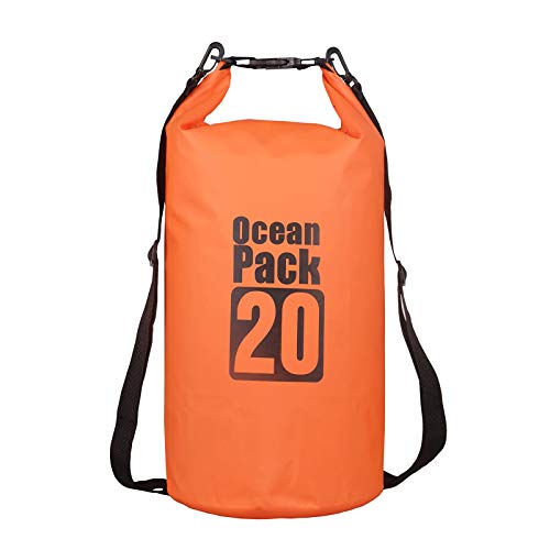 2L/3L/5L/10L/15L/20L/30L 500D Tarpaulin Heavey-Duty PVC Water Proof Dry Bag Sack for Kayaking/Boating/Canoeing/Fishing/Rafting/Swimming/Camping/Snowboarding - color: Orange, size: 20L