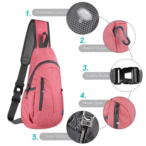 TITECOUGO Small Sling Bag, Lightweight Crossbody Backpack for Men Women, Shoulder Bag for Sports and Outdoor - color: Z1-canvas, Watermelon Red