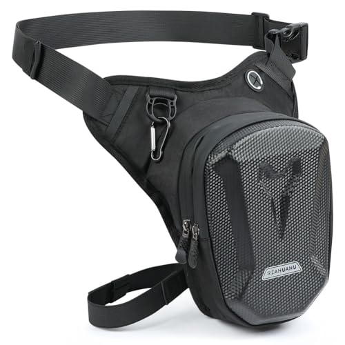 flintronic Motorcycle Leg Bag, Thigh Bag, Motorcycle Cycling Drop Leg Bag, with Headphone Jack, Waterproof Multi-Function Leg Fanny Pack for Men Women Cycling Running Traveling and Fishing - color: Black