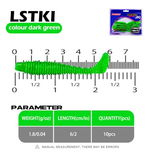10 Pcs Paddle Tail Swimbaits Lures, 2 and 3 Inch Soft Plastic Fishing Lures Kit, Bass Fishing Lure Swim Baits with 6 Color, for Fishing Trout, Crappie, Bass, Redfish, Freshwater, Saltwater - color: Deep Green, size: 2 inch