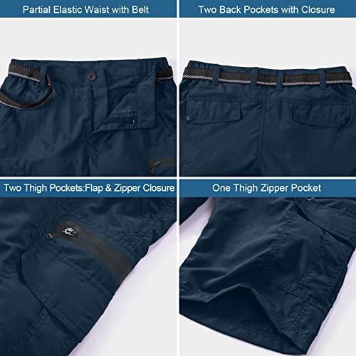 Jessie Kidden Mens Outdoor Casual Expandable Waist Lightweight Water Resistant Quick Dry Fishing Hiking Shorts - color: Navy, size: 44