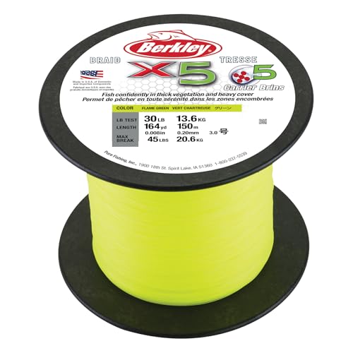 Berkley x5 Braid Fishing Line - color: Flame Green, size: 2188yd, style: 65lb