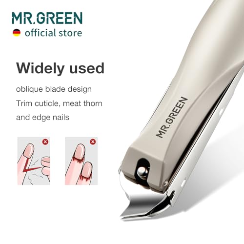 MR.GREEN Slanted Edge Nail Cutting Clippers Cuticle Nippers Tool Stainless Steel Dead Skin Oblique Tip Trimmer Manicure Scissors (Mr-1127+Glass File) - color: Mr-1127 + Glass File
