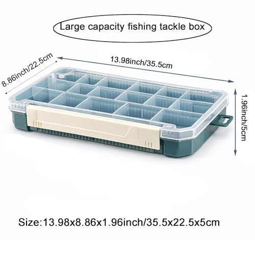 2 Pack Aventik Super Large 3700Fishing Tackle Box – Portable DIY Insert Dividers, Sturdy Transparent PP Case for Lure & Gear Storage (13.98” x 8.86” x 1.89”) - color: Blue