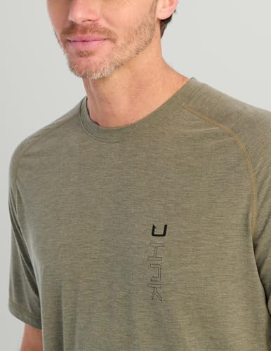 HUK Men's Drift Short Sleeve Lightweight Jersey Crew, Performance Fishing Shirt with UPF Sun Protection - color: Heather Moss, size: X-Large