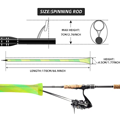 SF Fishing Rod Sock Fishing Rod Sleeve Rod Cover Braided Mesh Rod Protector Pole Gloves Fishing Tools for Spinning Fishing Rod,Casting Rod,Musky Rod, Ice Rod, Fly Rod, Spey Rod - color: Green-gold-2pcs, size: Fit Casting Rod 6-1/2 FT to 7-1/2 FT