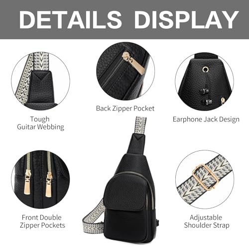SENDEFN Small Sling Bag Crossbody Bags for Women Vegan Leather Cell Phone Cross Body Purse Fanny Packs Chest Bag for Women - color: C-black
