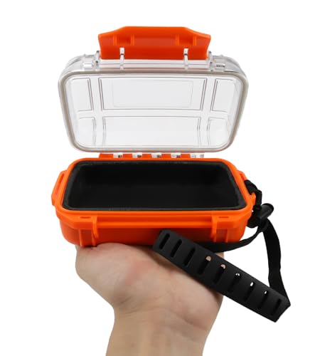 Small Waterproof Box Mini Dry Box Waterproof Container Watertight Storage Case Small Waterproof Boxes for Kayaking Boating Orange Drybox, 5.5" L x 4" W x 2.4" H