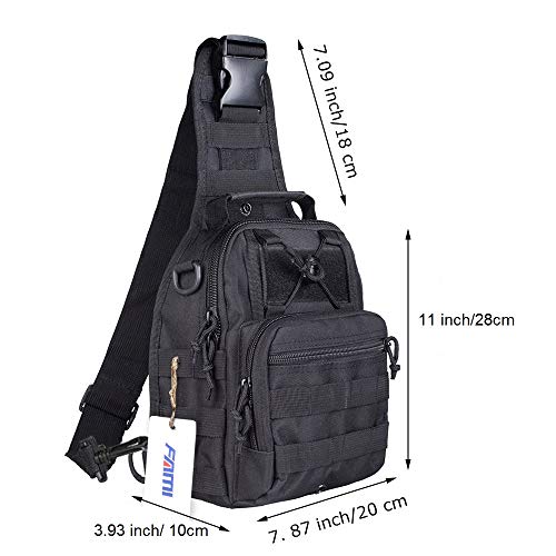 FAMI Outdoor Tactical Bag Backpack, Military Sport Bag Pack Sling Shoulder Backpack Tactical Satchel for Every Day Carry (Black 2 Packs) - color: Black 2 Packs