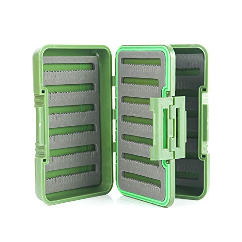 Maxcatch Fly Boxes For Fly Fishing Double Side Waterproof Fishing Tackle Box (Olive (4 Split Foam Inserts), 5.9inch x4.1inch x1.7inch)