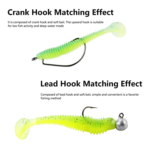 Paddle Tail Swimbaits 2 and 3 Inch Two-Tone Color Swim Baits 20/40 Pcs Fishing Worms with 5 Color Soft Plastic Bass Lure Baits