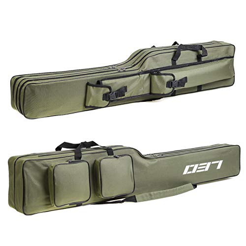 LEOFISHING Fishing Tackle Storage Bag - 130cm/4.27ft Portable Rod & Reel Organizer - Durable Oxford Large Capacity Travel Fishing Cover Bag - 5 Color - color: Green
