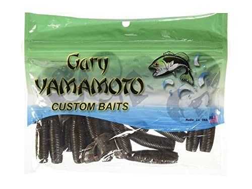 Yamamoto 5" Single Tail Grub Soft Plastic Fishing Angling Swimbait Lures with Tail-Curling Action - 20 Pack - color: CINNAMON W/ LARGE BLACK FLAKE (20 PACK), size: 5" SUPER GRUB