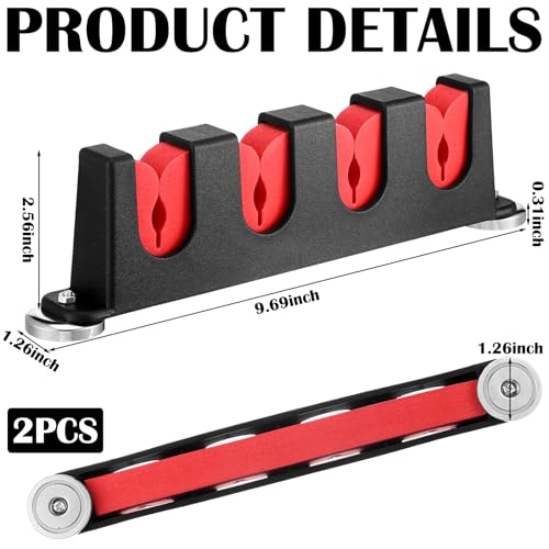 Seenelling 2 Pcs Magnetic Fishing Rod Holder for Car Fishing Pole Rack Vertical Rod Storage Holders for Truck Bed Boat Wall Garage Door - color: Red, size: 4 Rods