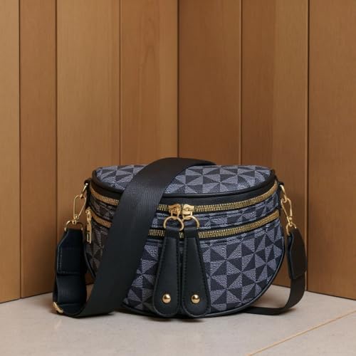 KKXIU Crossbody Sling Bag for Women Trendy Fanny Pack Vegan Leather Chest Bag | Trendy - color: 1-black