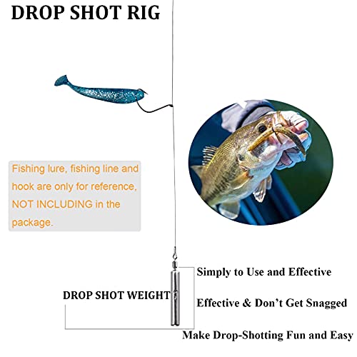 THKFISH Fishing Weights Sinkers Set, 28PCS Fishing Sinker Drop Shot Weights Kit,Drop Shot Rig Wacky Hooks for Saltwater Freshwater Bass Fishing - size: C-103pcs-Weight Kit