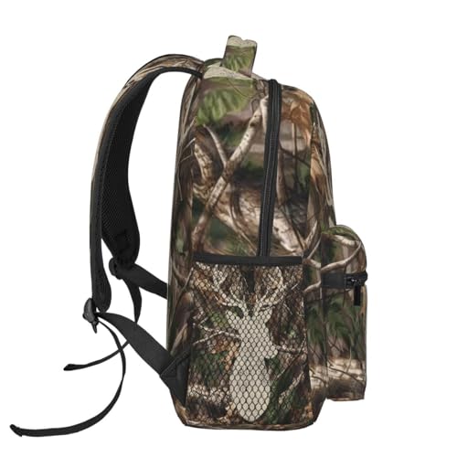 Camo Deer Laptop Backpack, 15.6" Lightweight Hiking Backpack Travel Outdoor Business Casual Daypack for Work College - color: Camo Deer