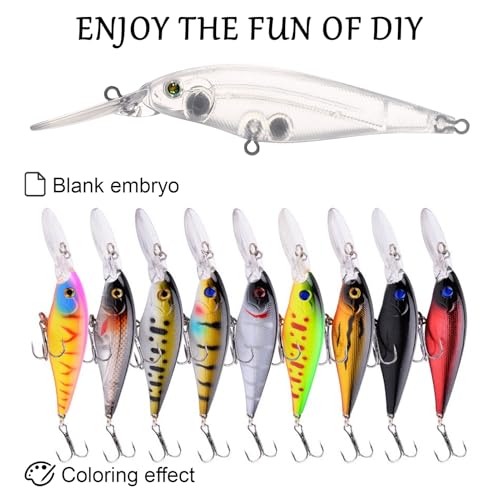 20pcs/25pcs Fishing Blanks Lures Kit Fishing Topwater Unpainted Swimbait Unpainted Crankbaits Hard Baits DIY Lure for Bass Salmon Trout Saltwater and Freshwater - color: 20PCS 4.3″/0.3oz