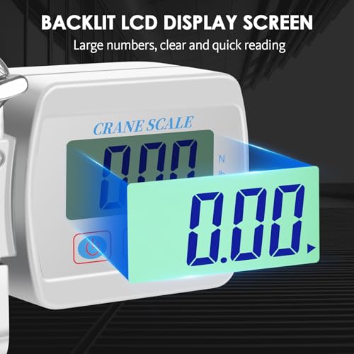 1100lbs 500kg Digital Crane Scale, Heavy Duty Hanging Scale with Backlit LCD, Tare, Unit Change Functions for Industrial Factory, Farm, Construction - color: White