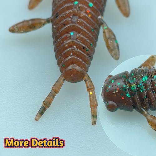 Fishing Lure, Soft Plastic Grub,10 pcs Chariot Bug Soft Lures, Wacky Worms Baits for Bass Fishing for Texas Carolina Weightless Finesse Rig Kit Gear - color: Green Pumpkin