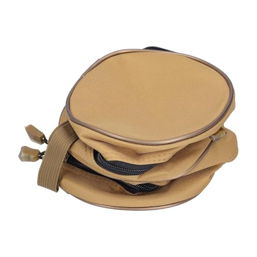 HERCHR Fishing Reel Case, Double Layer Canvas Fishing Tackle Organizer Storage Travel Bag, Portable Fish Accessories Pouch with Strap for Spinning Baitcasting Fly Reels