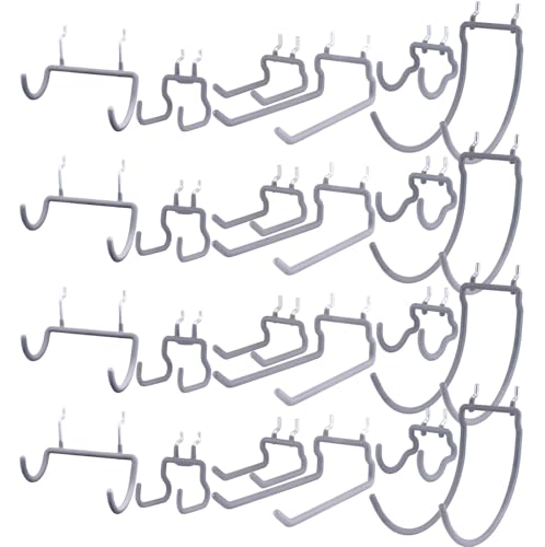 KINOMI 24 Pack Pegboard Hooks Heavy Duty Tool Hooks Pegboard Drill Holder Power Tool Holder, Value Set, Large Pegboard Accessories and Hooks for Tools, Power Drills, Art and Craft Supplies etc - color: Gray, size: Set of 24