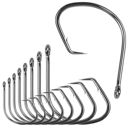Circle Hooks Saltwater,100pcs Catfish Hooks Offset Circle Octopus Fishing Hooks High Carbon Steel 2X Strong Barbed Fishhooks for Bass Trout Freshwater Saltwater - size: 100pcs-4#