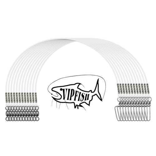 Fishing Fluorocarbon Leader with Crane Swivel and Snaps - Heavy Duty 20-80lb Fluorocarbon Leader Connects Lures, Bait, or Hooks for Saltwater & Freshwater Fishing - color: Clear Fluoro Leader(12Pack), size: 60LB, 24"