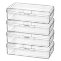 4 Pack Rectangular Clear Plastic Storage Containers, 8x4.7x2.3 inch | Hinged Lid, For Beads and Small Craft Items - size: 8 x 4.7 x 2.3 inch