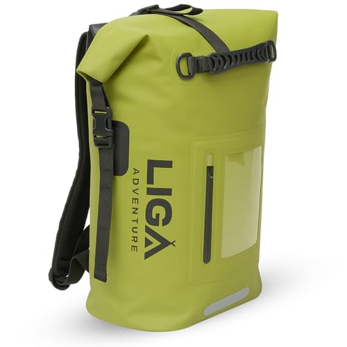 LIGA Waterproof Duffel Bag Backpack, 30L Heavy Duty Roll-Top Closure Travel Backpack, Cushioned Dry Storage Bag for Hiking, Kayak, Travel, Biking, Camping, Fishing (Green) - color: Green