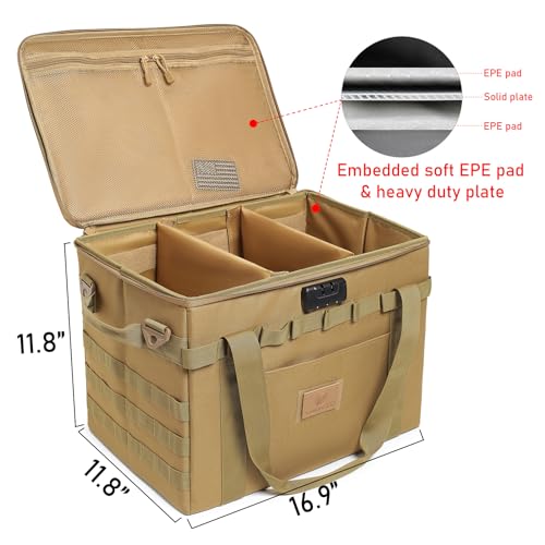 Tactical Camping Storage Bag - 38L Utility Tote Bag Organizer with Combination Lock and Shoulder Strap - color: Tan, size: 38L