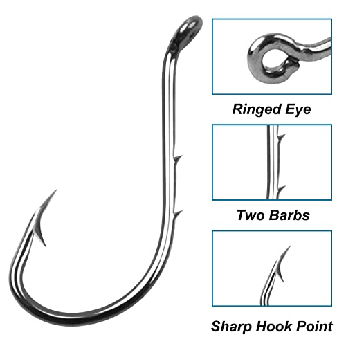 Octopus Baitholder Fishing Hooks, Sharp Barbed Beak Fish Hooks Black High Carbon Steel Circle Jig Hook, Size: 8# - 6/0, 50/100pcs - size: 3#-100PCS